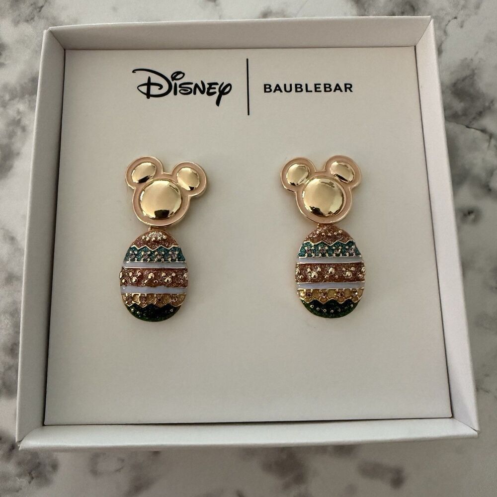 Baublebar x Disney Collab Hidden Mickey Mouse Easter Egg Dangle Earrings New Box